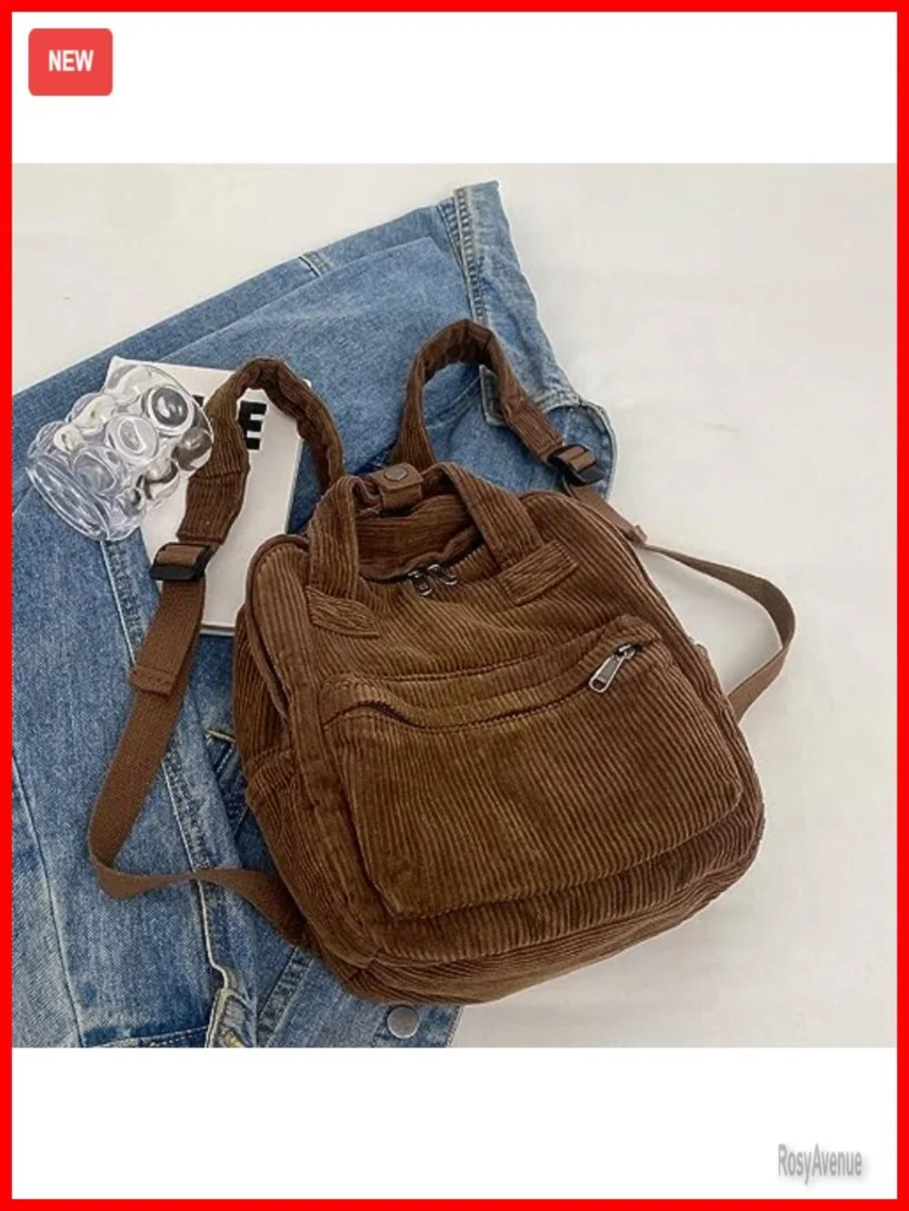 Small Corduroy Backpack Purse for Women - Vintage Mini Travel Daypack
